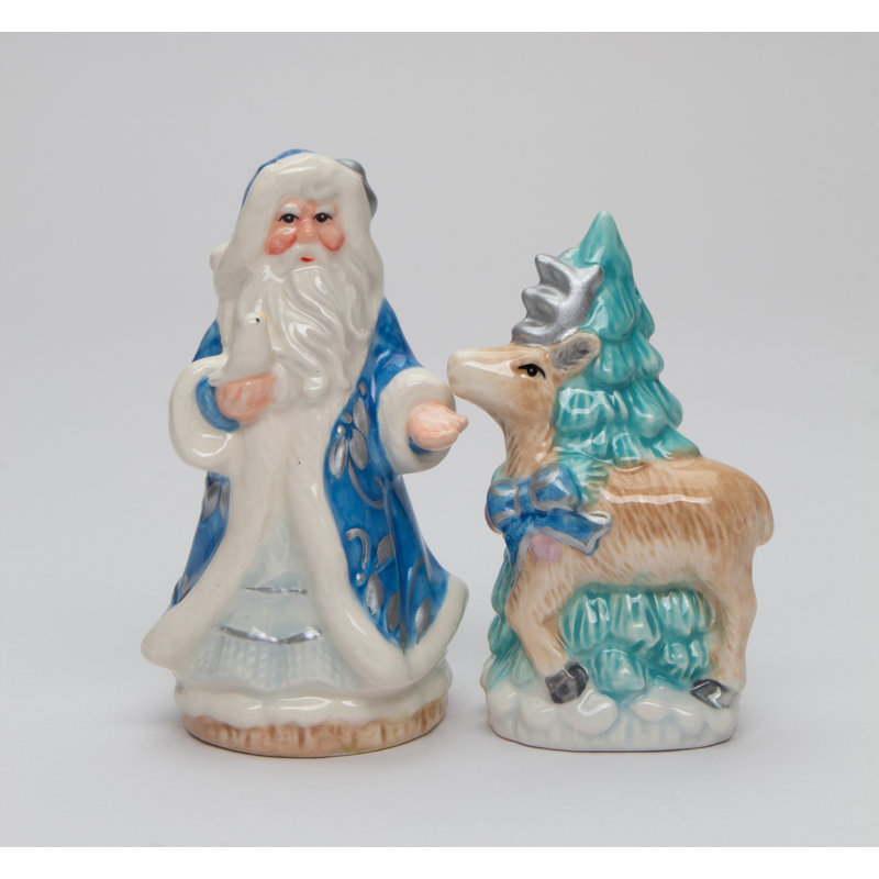 North Pole Santa And Reindeer Salt And Pepper