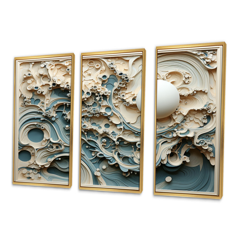 Minimalisme, ensemble d'illustrations sur toile, "Spiritual Illumination I", Cadre flottant doré, H 28 po x l 36 po x P 1 po