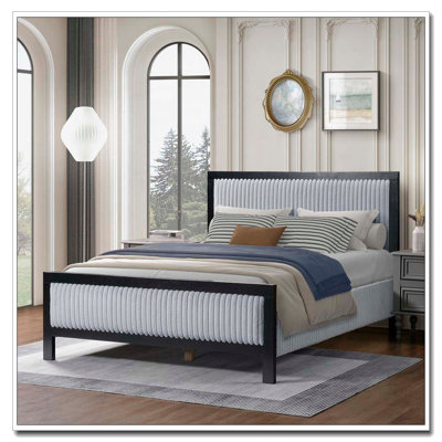 Upholstered Bed with Fluffy Soft Headboard