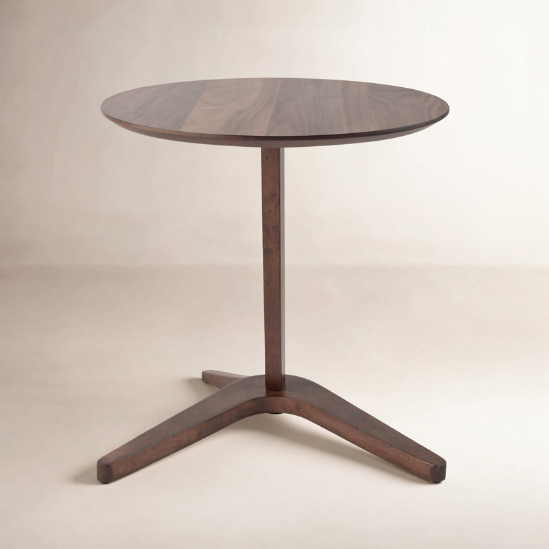 Healey Solid Wood Round C-Table End Table, Walnut