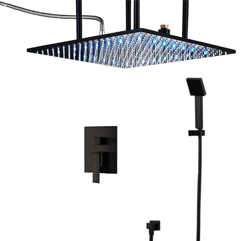 Fontana Matte Black Square Color Changing LED Rain Shower System