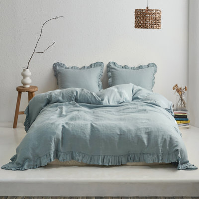 Linen Ruffled Duvet Cover Set