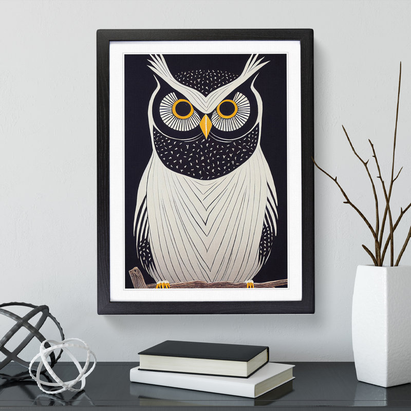The Unusual Owl - Framed Print, 46cm H x 34cm W x 2cm D, Black