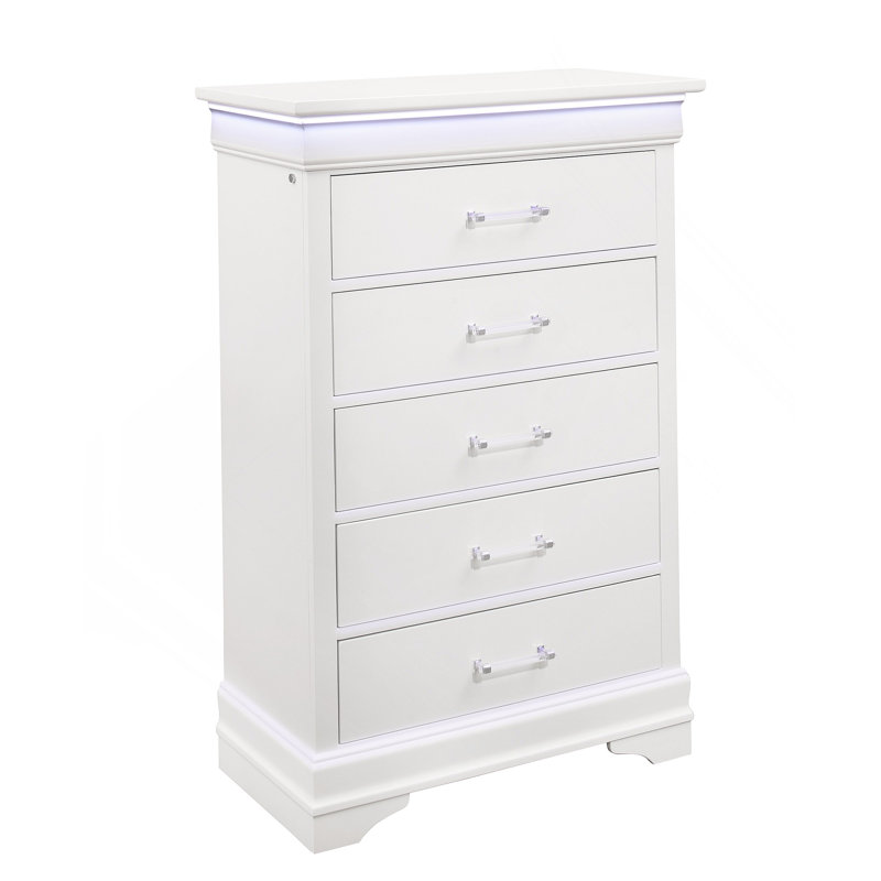 Commode verticale en bois manufacturé avec 5 tiroirs