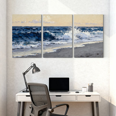«Ocean Waves Seascape», ensemble de 3 reproductions d'art sur toile tendues