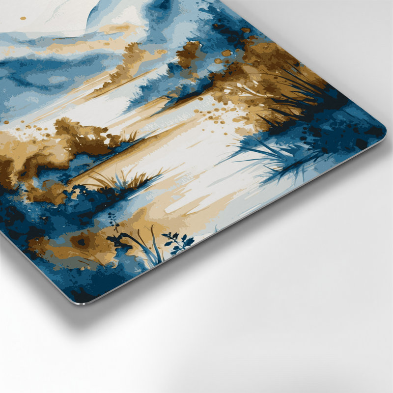 Aquarelle, paysage, 4, art mural en métal beige, H 16 po x l 16 po