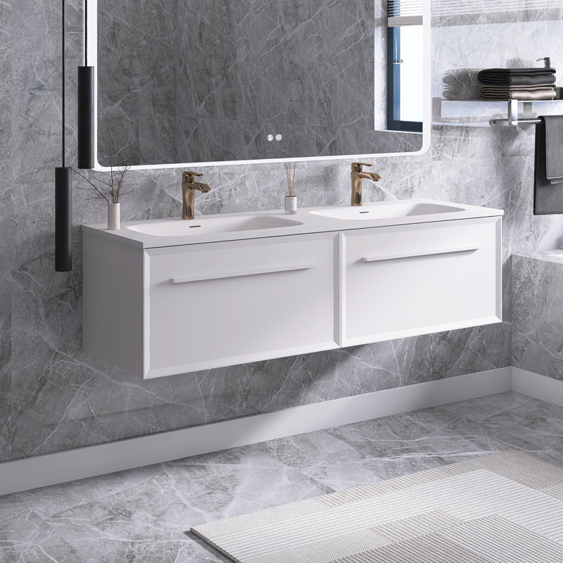 Meuble-lavabo double 60 po avec comptoir 60 po