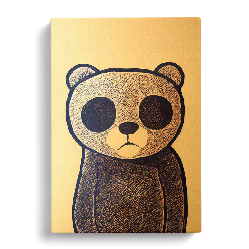Teddy Bear Sgraffito - Wrapped Canvas, 76cm H x 50cm W x 3cm D