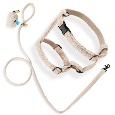 Ensemble de promenade à harnais et laisse réglable Teddy Bouclé