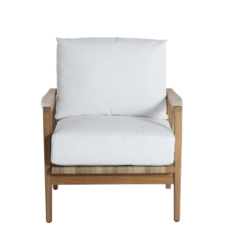 Pointe N-Dura Resin Wicker Teak Outdoor Lounge Chair - Oyster Natural, No, Tweed Toffee