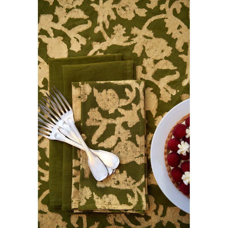 Saint-Rémy D’Or 100% Linen Square Napkins, 19" x 19", Vert