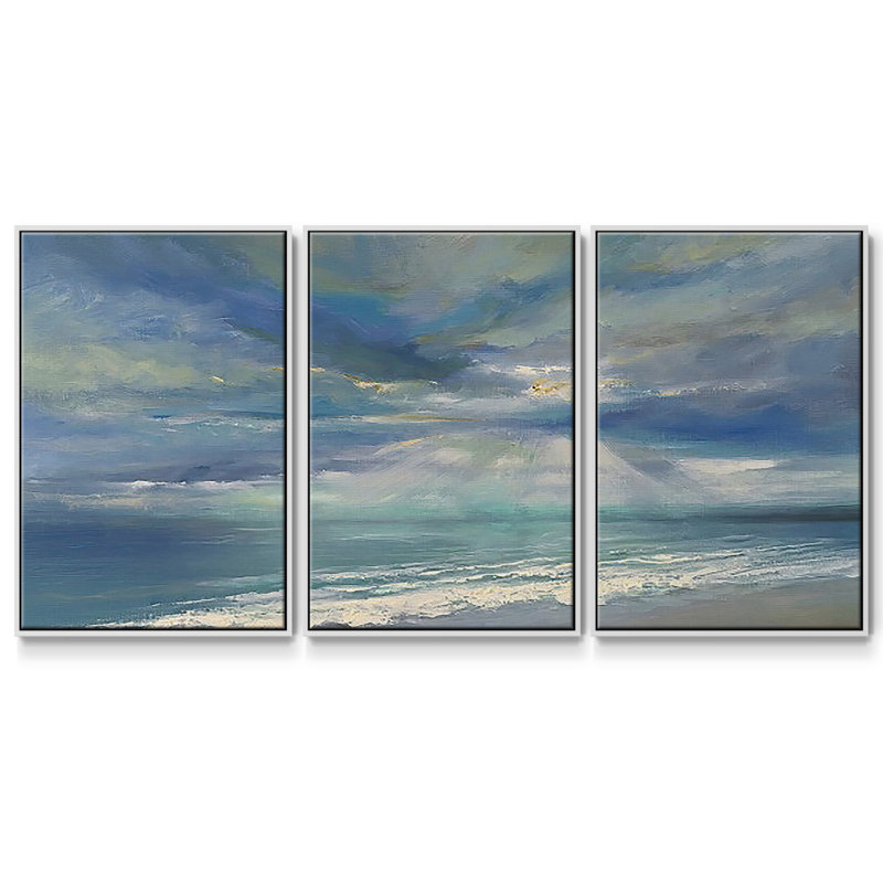 God Rays - Multi Piece Framed Canvas, White, 40" H x 78" W x 2" D