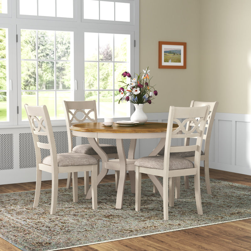 Turgeon 4 - Person Solid Wood Top Four Leg Dining Set, 30.25"H x 47"L x 47"W, Beige/Brown
