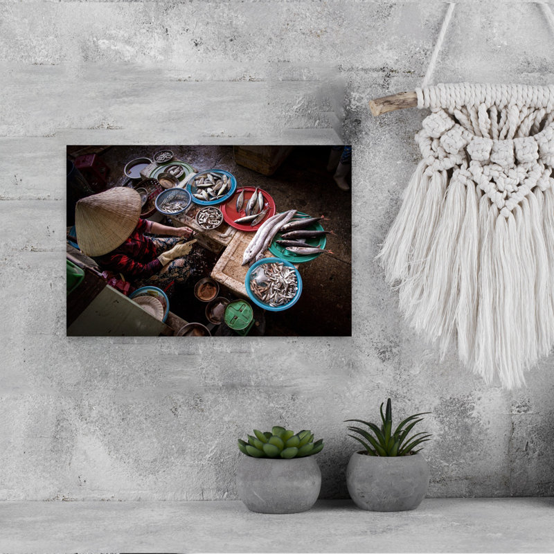 Art vietnamien, poisson traditionnel vietnamien, 12" H x 18" W