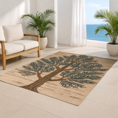 Tapis d'intérieur et d'extérieur brun Botanical