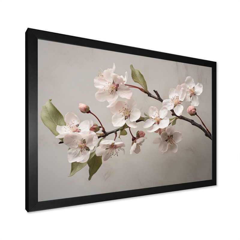 «Apple Blossom Delight I», reproduction d'art sur toile, H 16 po x l 32 po x P 1 po, Cadre photo noir