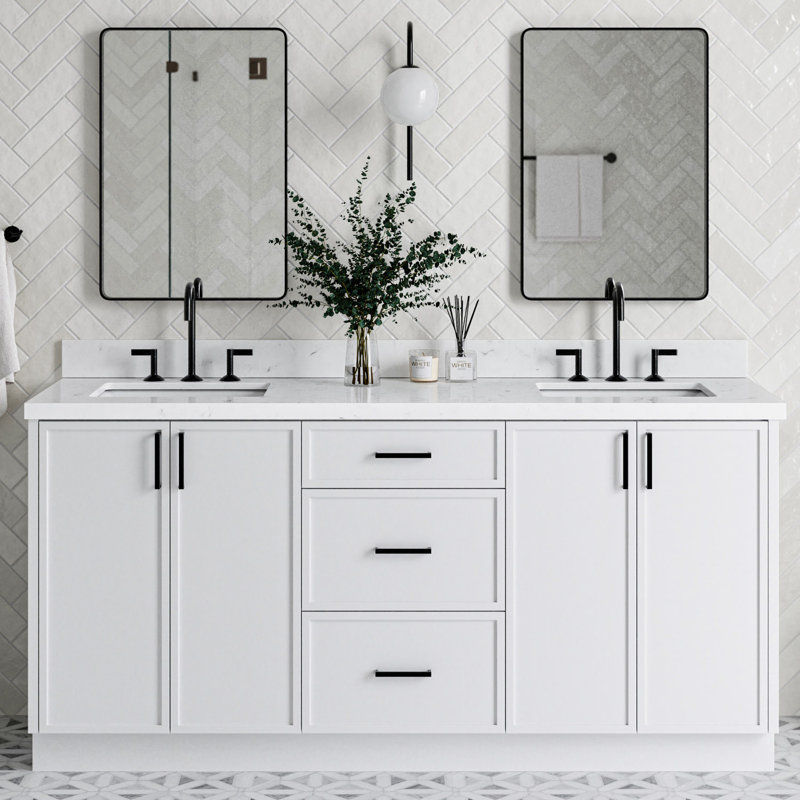 ARIEL Kelly 72 Double Bathroom Vanity Base Only, White
