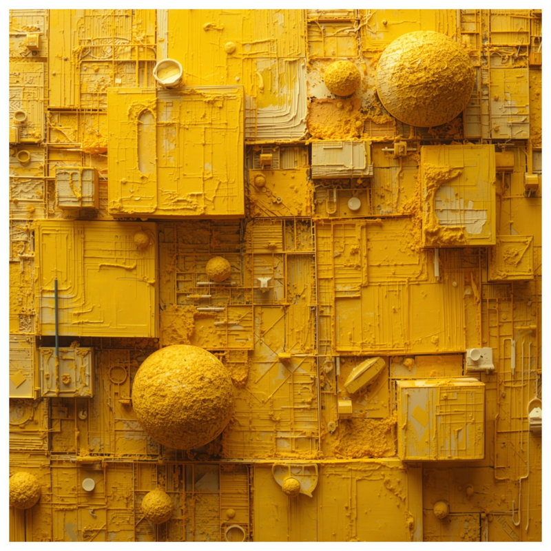 Coussins texturés texturés à double face abstraits jaunes, 16 x 16 pouces