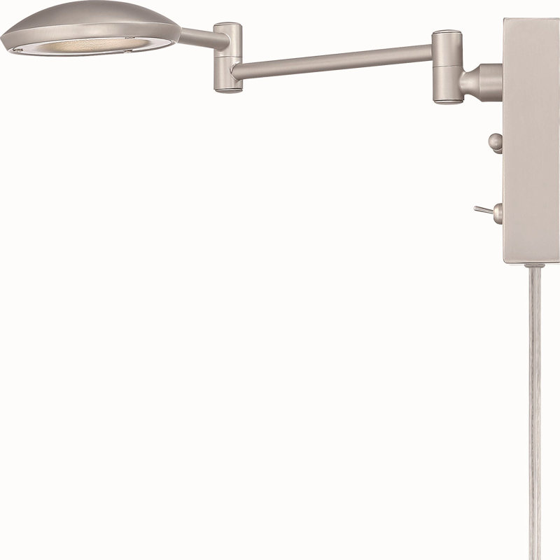  V4791 Feodosie Steel Integrated LED Nickel Plug-in Adjustable Swing Arm Sconce with Swing Switch, Nickel