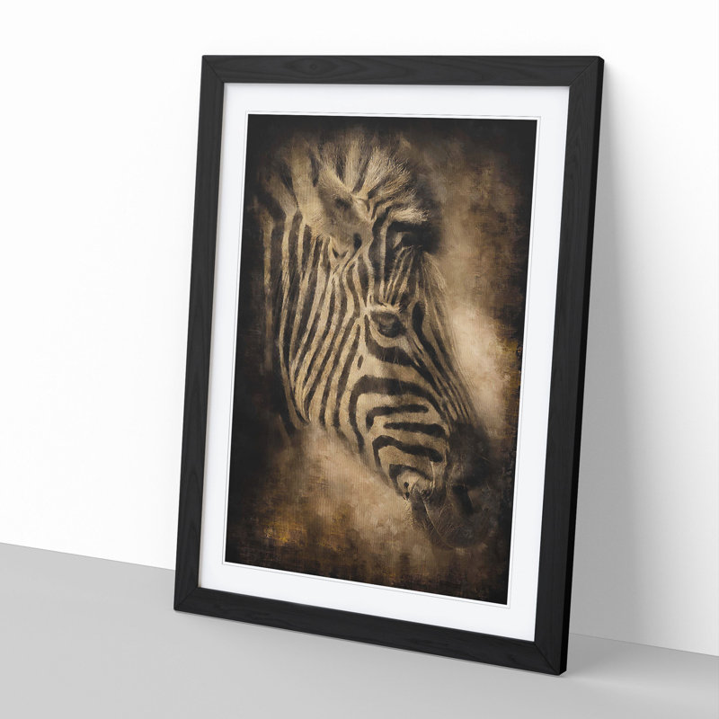 Zebra Vol.5 - Picture Frame Painting, Black, 65cm H x 48cm W x 2cm D