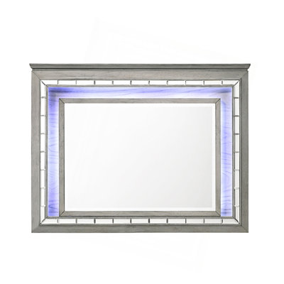 Light Gray Oak Finish Mirror W/Led