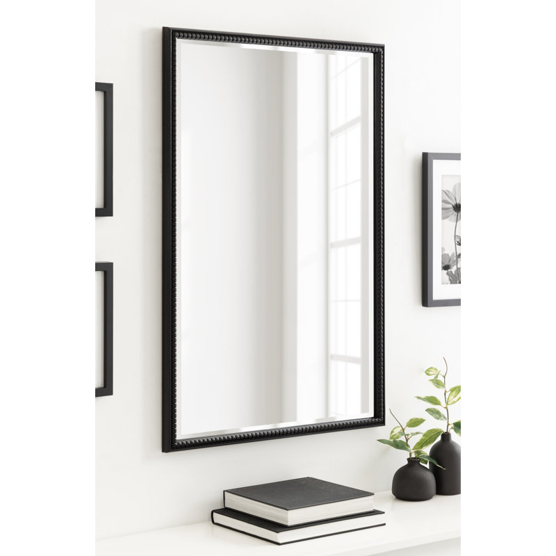 Chayanna Beaded Rectangle Bathroom Wall Mirror, 36" x 24", Black