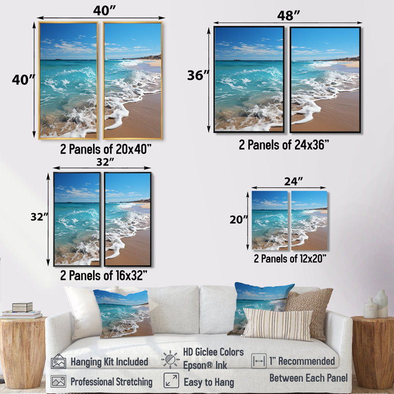 Oceanic Beach Harmony I - Coastal Large, reproduction d'art sur toile, H 32 po x l 32 po, Impression encadrée flottante, Noir
