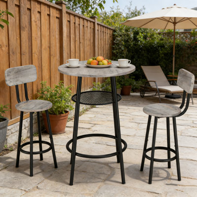 3 Piece Bar Table Set,  Bistro Dinning Table Pub Bar Table And Chairs Set, Bar Height Table With 2 Stools,small Dining Table, Kitchen Table Set For Small Space