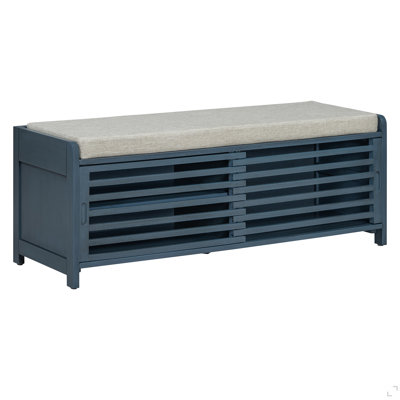 Shoe Bench With Storage And Cushion, Distressed Shutter Storage Bench With Retro Charm For Living Room, Entryway