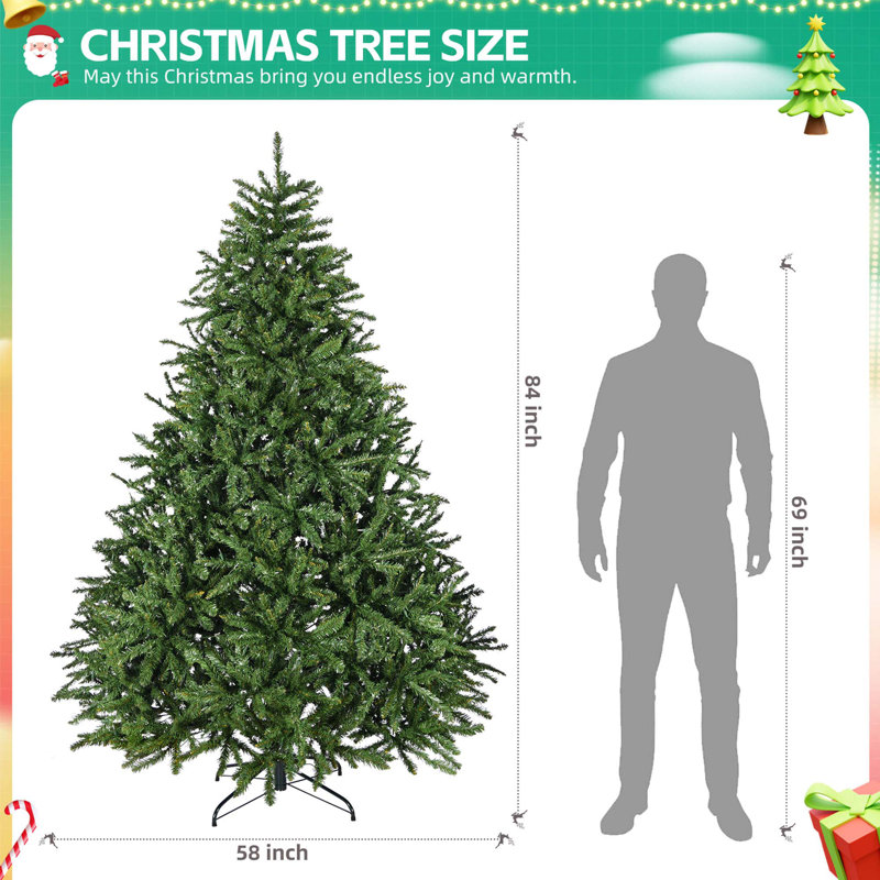 Arbre de Noël artificiel 7 pi avec 700 lumières blanches chaudes, 2231 branches et base pliable