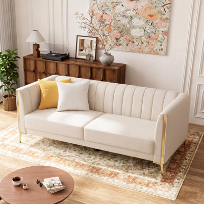Dreiling 77.6" Faux Leather Tuxedo Arm Sofa