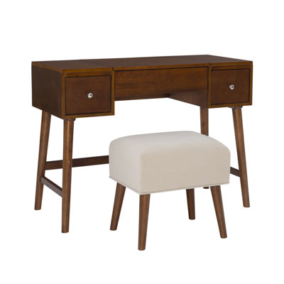 Headley Mid Century Modern 2 Drawer Flip Top Vanity Set