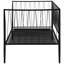 Structure de lit de jour simple, métal noir mat, style transitionnel, plateforme à lattes favorisant la ventilation, support soudé pour la performance, angle avec des lattes minces, lit de jour Great Compact Spaces, métal