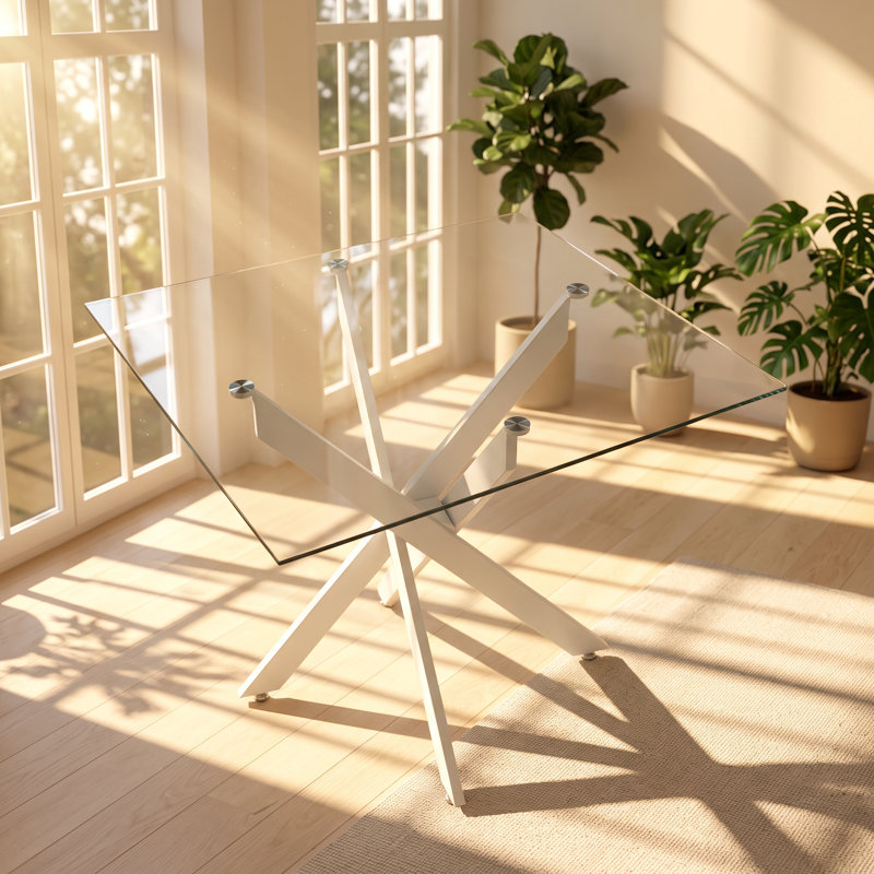 Table de salle à manger carrée en verre trempé l 35,43 po x P 35,43 po x H 29,13 po EGO