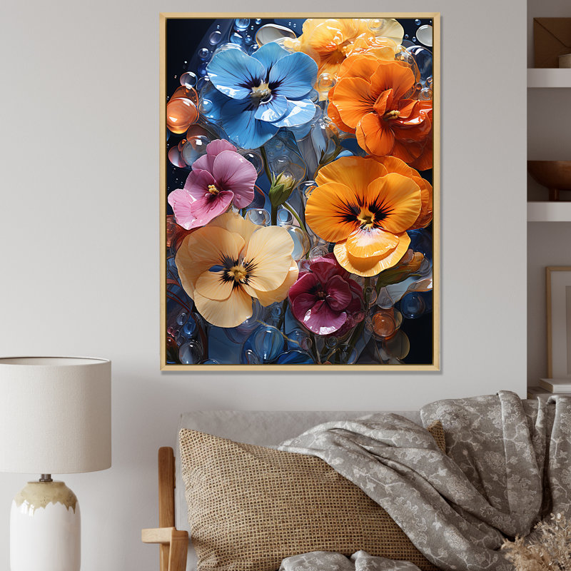Vibrant Pansy Medley II, Cadre naturel flottant, H 40 po x l 30 po x P 1,5 po