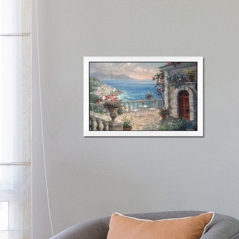 Mediterranean Elegance 1 Piece Painting on Canvas, 66.04 cm H x 45.72 cm W, White Floater Framed
