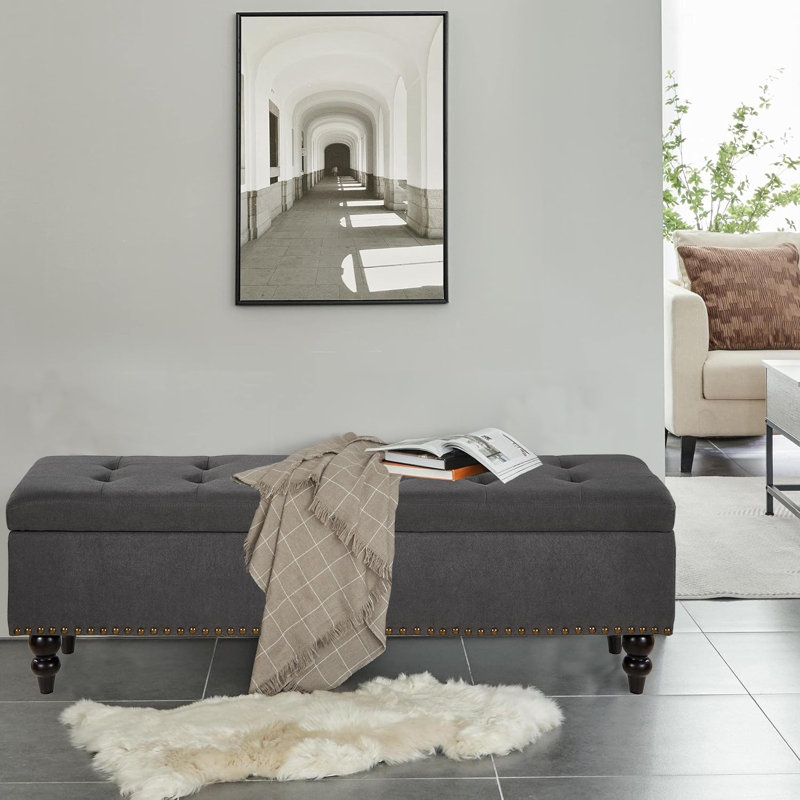 Banc de rangement rembourré Delshawn, Gris