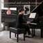 Banc de piano à hauteur réglable avec rangement, tabouret de piano duo en bois massif, coussin d'assise rembourré imperméable, banc multifonctionnel pour piano, coiffeuse, salon, chambre