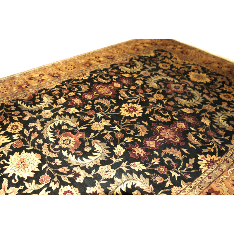 High-Quality Hand-Knotted Blue And Gold Area Rug