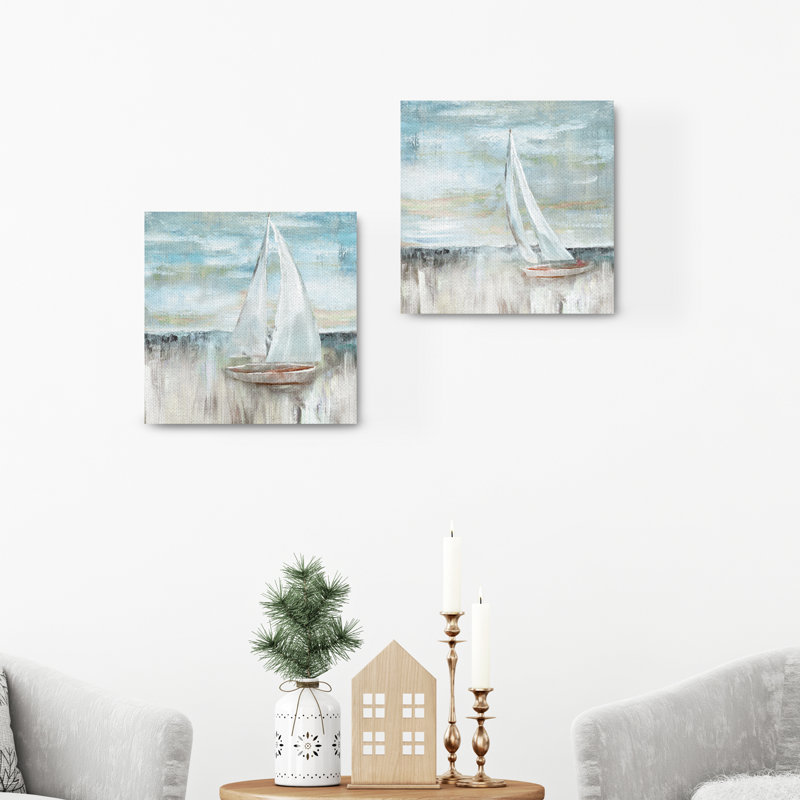 «Soft Sail I and II», ensemble de 2 reproductions sur toiles tendues, H 12 po x l 12 po x P 1,5 po