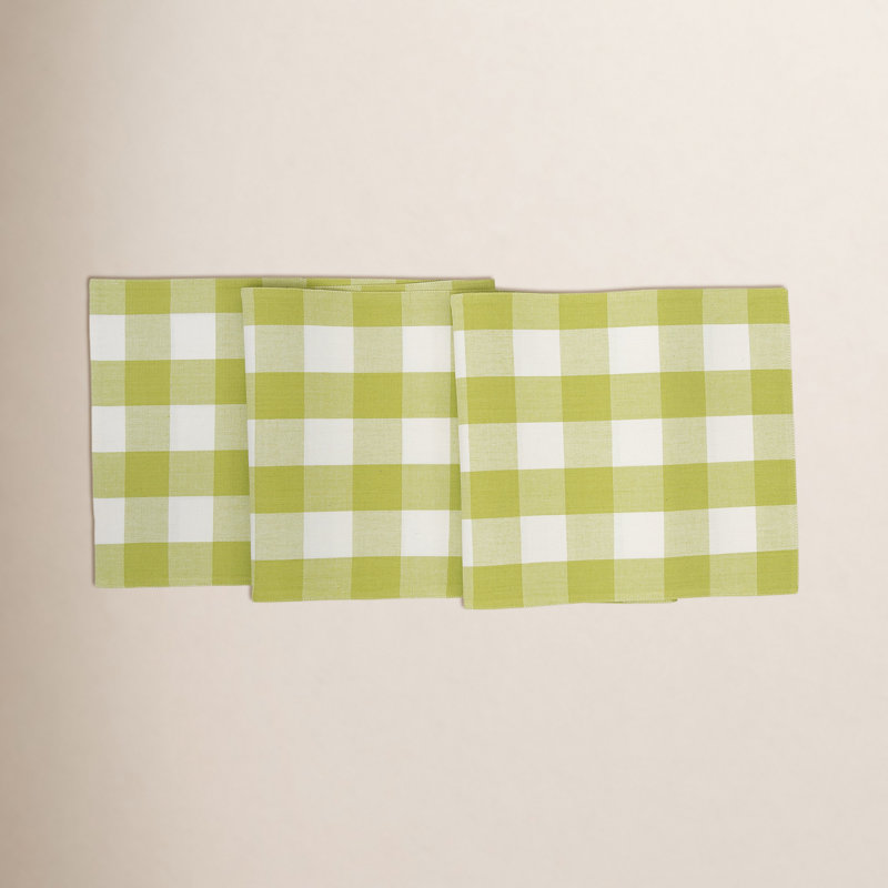 Loa Plaid Cotton Table Runner, Green