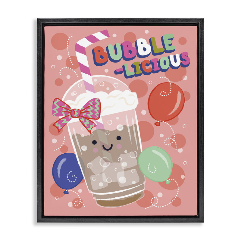 «Bubble-Licieux», art mural encadré sur toile flottante, par Lisa Perry White, Cadre flottant noir de jais, H 21 po x l 17 po