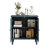 Vintage Hollow-Carved Accent Cabinet, 2-Door Display Storage Sideboard With Symmetrical Floral Design, Adjustable Shelf And Solid Wood Legs For Living Room Entryway(Antique Blue)-595496181