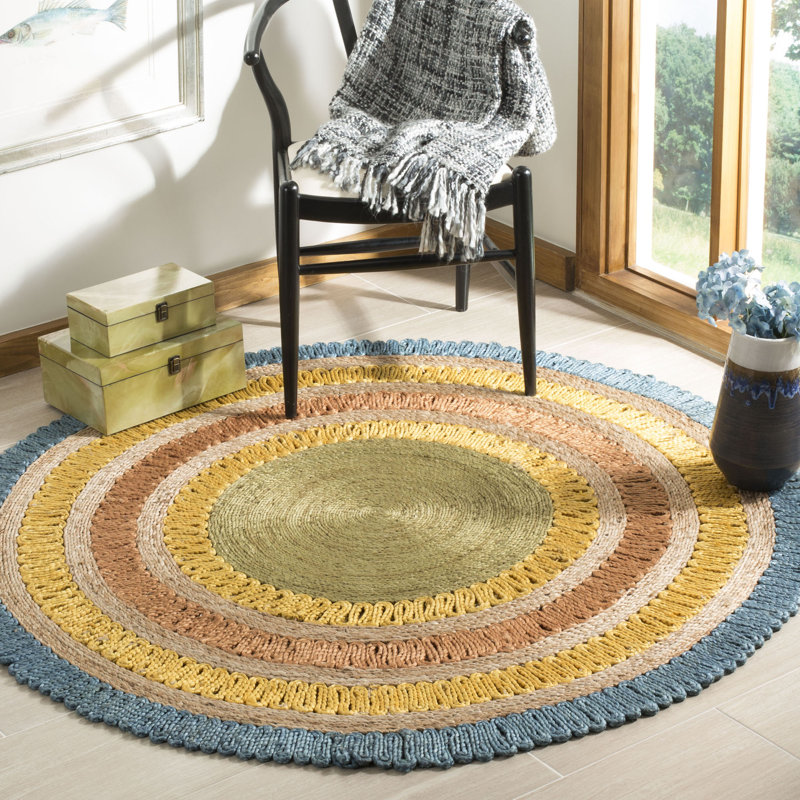 Tapis en jute tissé à la main Veilleux, Rond 3 pi