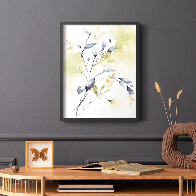 «Sweet Leaves II», reproduction encadrée - bois massif, Noir, H 14 po x l 11 po