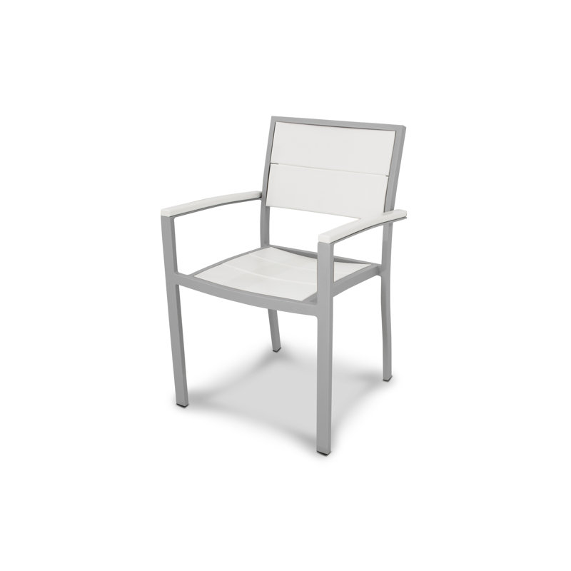 Chaise de salle à manger POLYWOOD Surf City, Argent texturé / Blanc classique