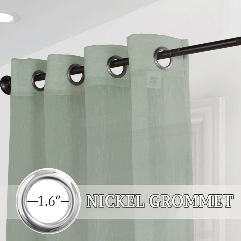 Paire de rideaux semi-transparents avec œillets Dawan, L 52 po x L 84 po, Sauge