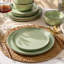 Service de table 24 pièces en grès vert pastel pour 8 personnes, assiettes et bols résistant aux rayures, lavable au micro-ondes et au lave-vaisselle