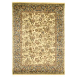 Hand Knotted Oriental Area Rug in Gold And Blue