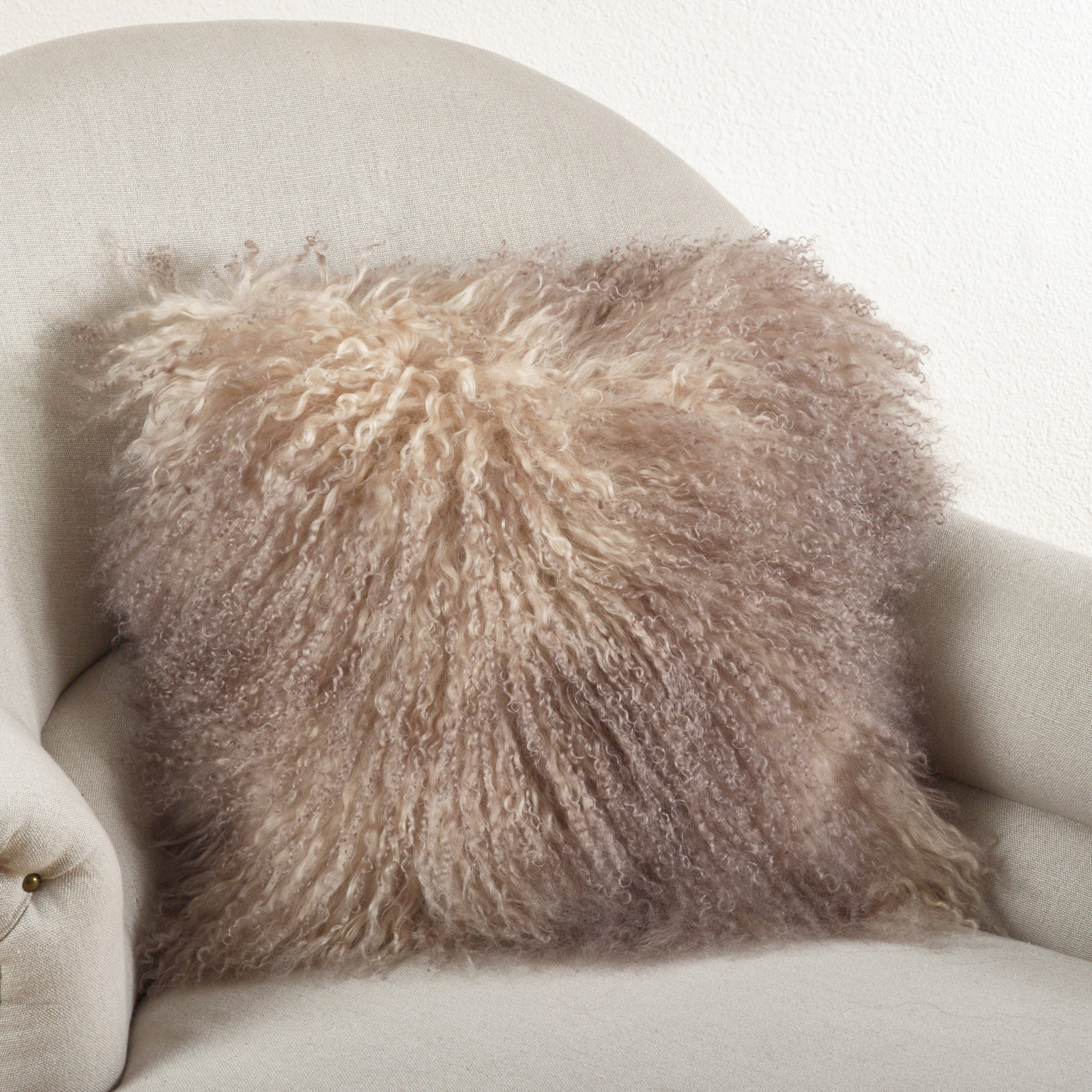 Iyana Wool Throw Pillow, Oyster, Square 20"